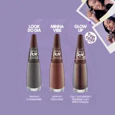 KIT  2 ESMALTES E 1 TOP COAT MARCELA BRAGANÇA IMPALA POV