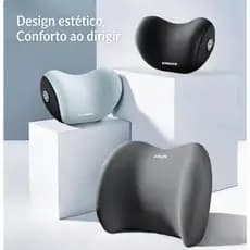 Conjunto De Almofada Para Cabeça E Lombar Veicular Apoio Cadeira Banco Carro Espuma De Memória