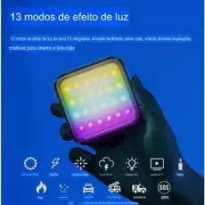 Mini Iluminador RGB 7w Led Para Fotos Videos Câmera Celular Notebook Com Suporte Lay 83