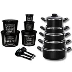 JOGO DE PANELAS com POTE DE MANTIMENTOS e tupperware para Cozinha