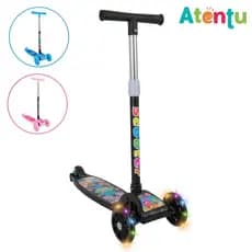 Patinete infantil 3 rodas com led luzes dobrável ajustável menino menina