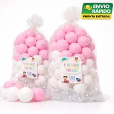 Bolinhas para Piscina Infantil 100 Unid 76mm Rosa e Branca – Não Amassam Resistente | Pronta Entrega
