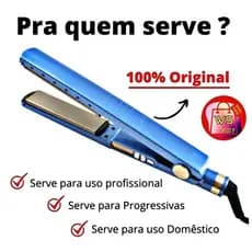 Prancha Chapinha Alisadora Cabelo Progressiva Profissional Nano Titanium Digital Bivolt
