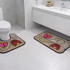 Tapete de banheiro duas peças, tapete de banheiro de frufru, tapete para banheiro