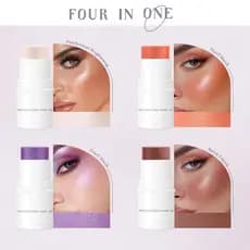 Bastão de Maquiagem Cremoso 3 em 1 Stick multifuncional Blush Batom Sombra Make rápida em creme fácil de esfumar