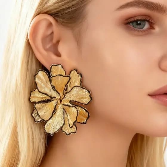 2026 novo estilo nicho moda flor brincos plissados Design tridimensional óleo gotejamento pétalas High-End brincos na mo