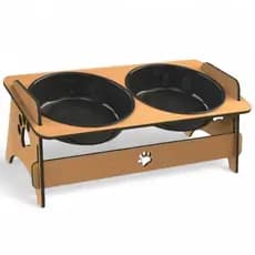 Comedouro Bebedouro Pet Suspenso Para Cães e Gatos Elevado Marrom