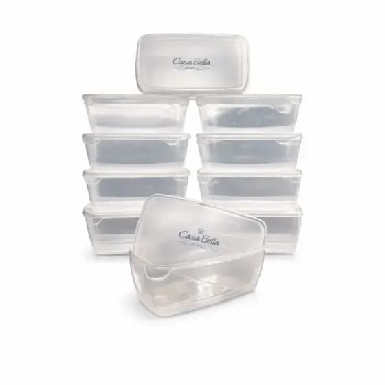 Kit 10 Potes Marmitas Retangular 1Litro Vasilhas Plástico Transparente - BPA FREE