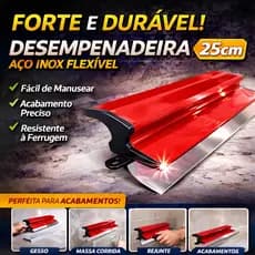 Desempenadeira 25cm Aço Inox com Lâmina Flexível e Lisa para Massa Corrida Troca de Lâmina