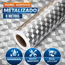 Papel Adesivo Metalizado 2m 4m 6m  8m Fácil de Aplicar Impermeável Lavável Resistente Calor