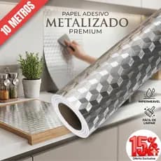 Papel Adesivo Metalizado 5m 10m Fácil de Aplicar Impermeável Lavável Resistente Calor Cozinha Sala