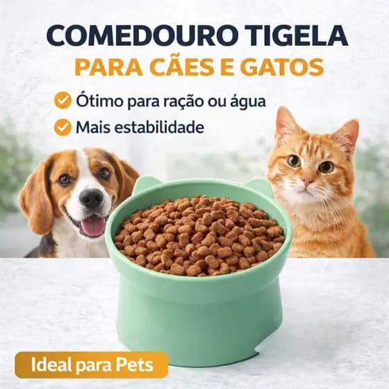 Pote Comedouro Tigela Pets Caes Gatos Bebedouro Elevado Plástico Inclinado Gatinho Antiformiga
