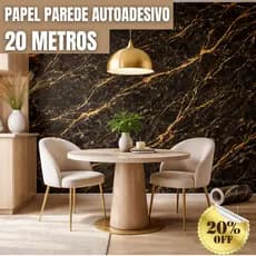 Papel Adesivo Parede Marmore 5/10/15/20 metros Dourado c/ Preto Resistente a Agua e Calor Sala Cozin