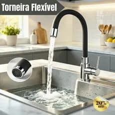 Torneira Flexível Bica Cozinha Preta Silicone Bancada Gourmet Aço Inoxidavel Turbo