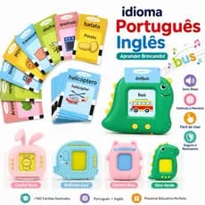 Brinquedo Infantil Aprendizagem Inglês Português Cartão Autismo Alfabetização 224 Palavra
