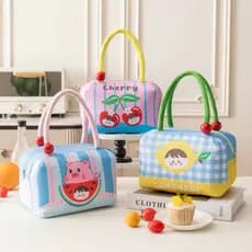 Bolsa Térmica Portátil Marmita Necessaire Lancheira Frutas Fofos Com Isolamento Térmico Viagem