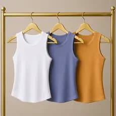 KIT Regatas Feminina Canelada Algodão Basicas Casual