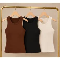 kit 3 Regatas Caneladas Premium Blusa Feminina