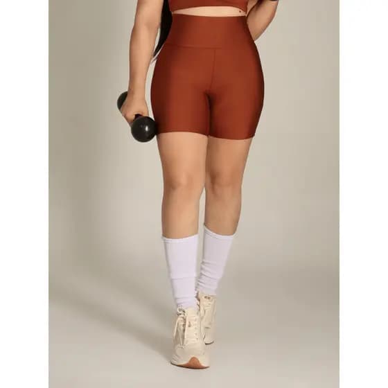 Shorts Fitnees Cintura Alta Zero Transparencia Modelador