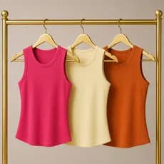 Kit Regatas Femininas Basica Algodão Lisa