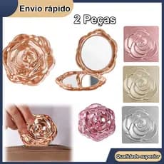 Rosa estilo espelho de maquiagem requintado espelho de maquiagem espelho de viagem conjunto de 2 peças