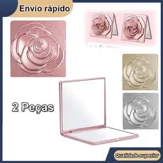 Espelho de maquiagem estilo rosa quadrado, espelho de maquiagem requintado, espelho de viagem, 7.2x7.2cm, conjunto de 2