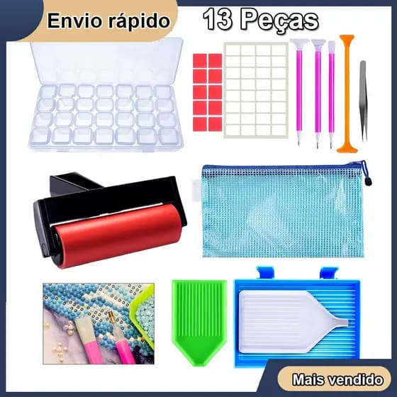 Kits 13 Acessórios E Ferramentas Para Pintura Com Diamante Organizador De Bandejas De Rolo De Rosca Dicas Caneta De Me