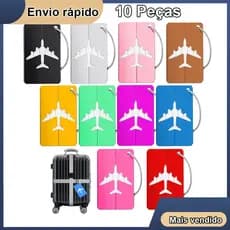 10 peças de etiquetas de bagagem de viagem para mala de viagem com design de metal em alumínio