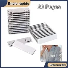 20 peças de fixação magnética para crachá com verso de metal autoadesivo 45 mm x 13 mm