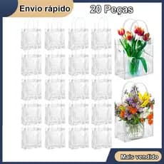 20 peças Bolsa plástica transparente Tote PVC transparente Bolsa de ombro Bolsa de mão Praia Bolsa de presente 16*15*7cm