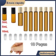 10 frascos de vidro, adequados para óleo essencial e Perfume, frasco vazio com Roll-On, 3/5/10ml