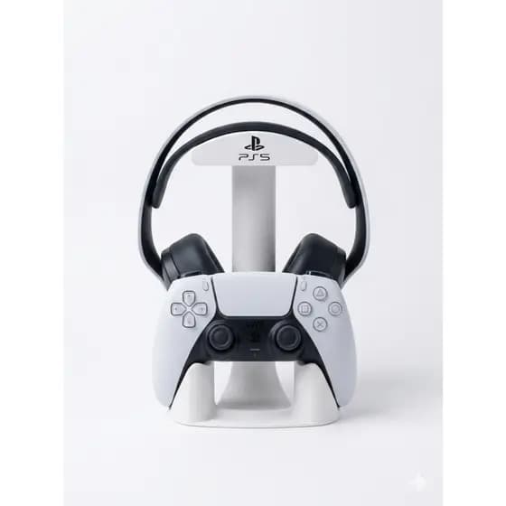Suporte Duplo Controle E Headset Universal (PS5, PS4, PC) - Organização Minimalista Para Setup E Mesa