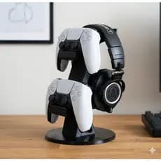 Suporte De Mesa 2 Controles + Headset Universal ( Compatível para PS5, PC) - Resistente E Moderno
