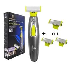 Barbeador Elétrico GT-9866 À Prova D'Água USB + Refil de Lâmina