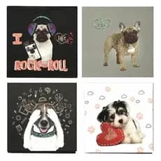 2 Blocos De Anotações Dogs- 7x7cm Sem Pauta Com Folhas Decoradas