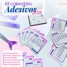 Mini Calendários Mensais Adesivos 2026 – Kit com 12 adesivos