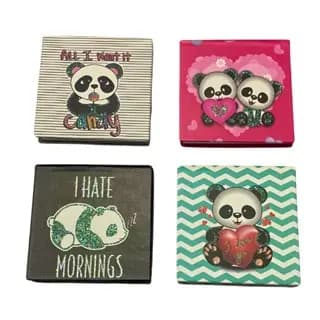 2 Blocos De Anotações Pandas - 7x7cm Sem Pauta Com Folhas Decoradas