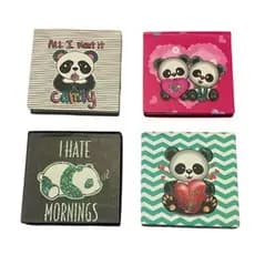 2 Blocos De Anotações Pandas - 7x7cm Sem Pauta Com Folhas Decoradas