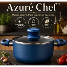 Panela Cerâmica Antiaderente 18cm com Tampa de Vidro | Revestimento Premium Fácil de Limpar Azul Azuré Chef