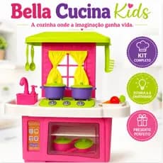 Bella Cucina Kids Cozinha Infantil Completa Fogão Forno Pia Kit Cozinha Educativo com Acessórios Coloridos