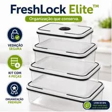 Kit 4 Potes Herméticos com Tampa Vedação Plástico Organizador para Cozinha Geladeira e Despensa FreshLock Elite