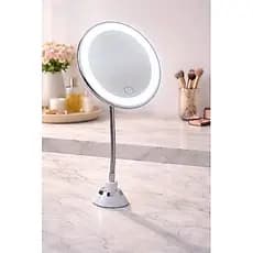 Espelho Mesa Redondo Luz Led Brilho Ajustavel Carregamento Usb Compacto Moderno Maquiagem