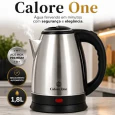 Calore One Chaleira Elétrica Inox 1,8L 1000W 127V Aquecimento Rápido Desligamento Automático