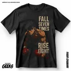 Camiseta Makunouchi Ippo Fall Seven Times Rise Eight Boxe Japão Blusa Camiseta De Anime 100% Algodão