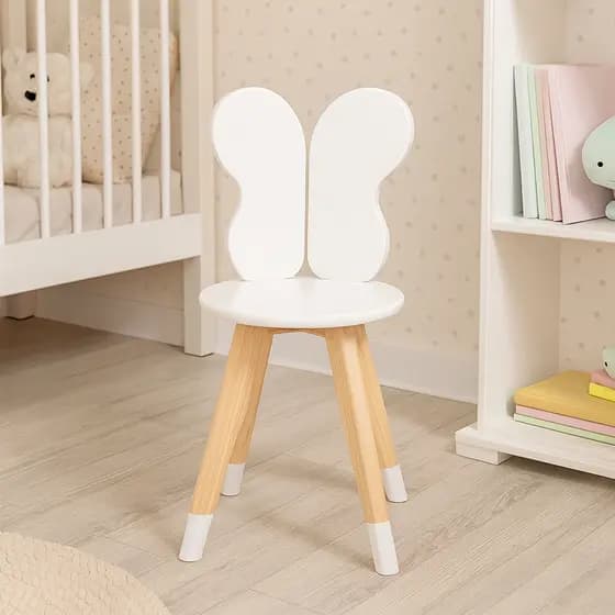 Cadeira Kids de Madeira e MDF Asas de Borboleta p/ quarto infantil escola cantinho de diversão