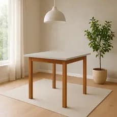 Mesa Jantar Elisa Compacta 90x90cm P/ Cozinha Moderna Pés Mad Maciça Tampo MDF 25mm maciço