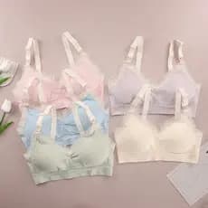 Kit 2 Sutiã Amamentação Borda Rendada Bojo Removível Sem Aro
