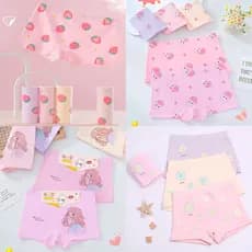 Kit 6 Calcinha Boxer Menina Estampas Variadas Daisy Morango Gatinho e Princesa