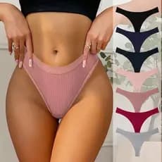 Kit Calcinha Feminina Canelado Fio Dental Algodão