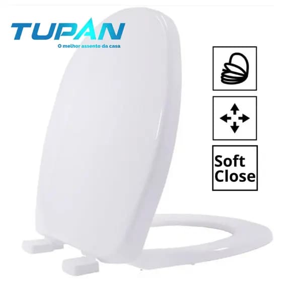 Assento Sanitário Tupan Modelo ASPPPE17SC Aspen Fast Polipropileno Branco Fechamento Suave Tupan